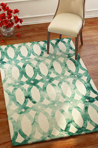 IVORY GREEN DIP DYED LOOPS HAND TUFTED CARPET by Imperial Knots - Image 2