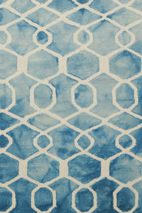 BLUE DIP DYED TRELLIS HAND TUFTED CARPET by Imperial Knots - Image 3