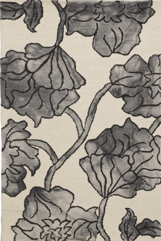 IVORY GREY DIP DYED FLORAL HAND TUFTED CARPET
