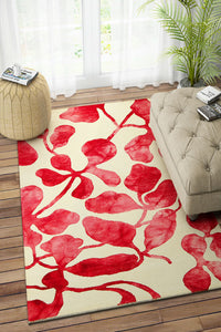 RED IVORY DIP DYED FLORAL HAND TUFTED CARPET by Imperial Knots - Image 2