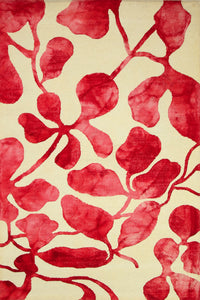 RED IVORY DIP DYED FLORAL HAND TUFTED CARPET by Imperial Knots - Image 1
