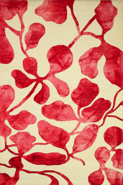 RED IVORY DIP DYED FLORAL HAND TUFTED CARPET