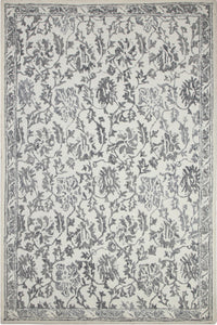 GREY FLORAL HAND TUFTED CARPET by Imperial Knots - Image 1