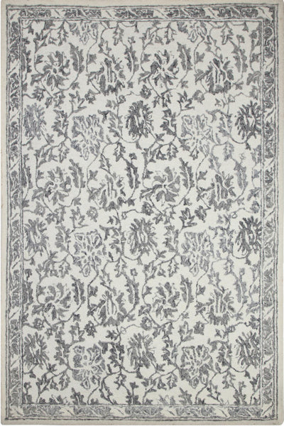 GREY FLORAL HAND TUFTED CARPET