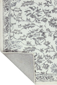 GREY FLORAL HAND TUFTED CARPET by Imperial Knots - Image 4