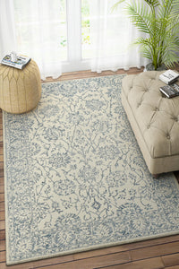 BLUE AND IVORY PERSIAN HAND TUFTED CARPET by Imperial Knots - Image 2