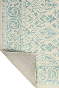 BLUE AND IVORY PERSIAN HAND TUFTED CARPET by Imperial Knots - Image 4