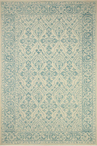 BLUE AND IVORY PERSIAN HAND TUFTED CARPET by Imperial Knots - Image 1