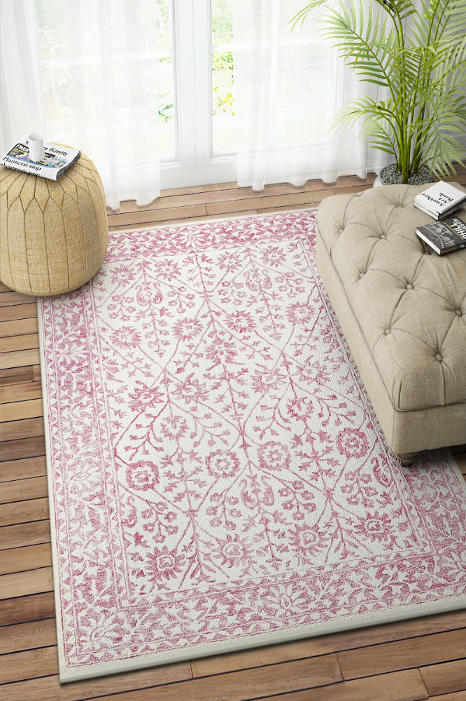 PINK TRADITIONAL HAND TUFTED CARPET