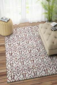 RED MULTICOLOR FLORAL HAND TUFTED CARPET by Imperial Knots - Image 2