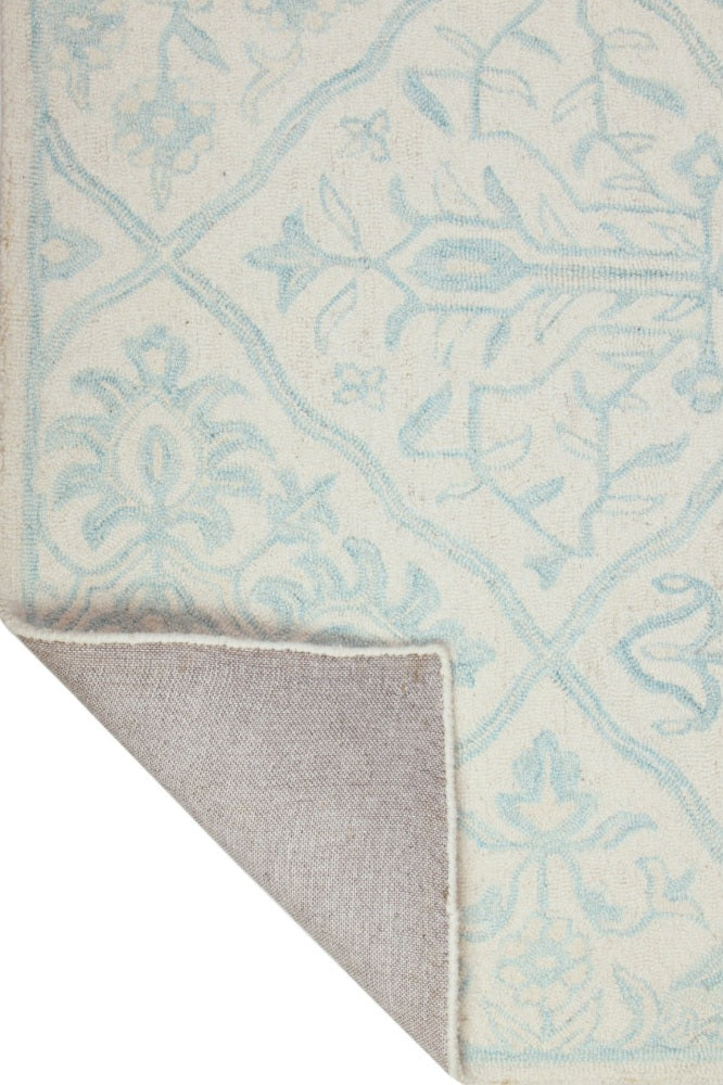 TEAL IVORY TRADITIONAL HAND TUFTED CARPET