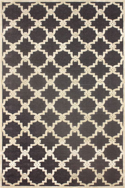 BLACK AND IVORY GEOMETRIC HAND TUFTED CARPET
