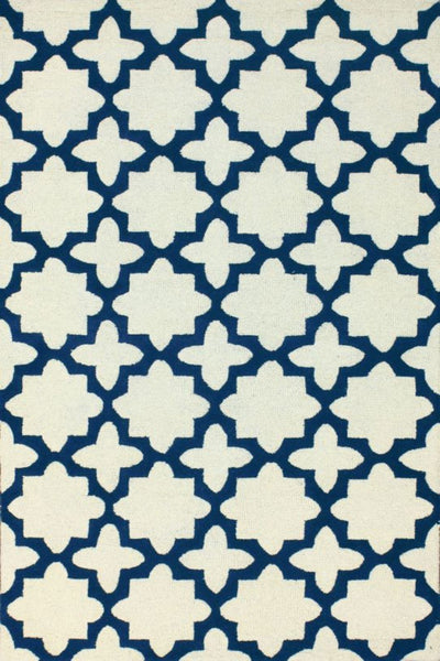 BLUE AND IVORY GEOMETRIC HAND TUFTED CARPET