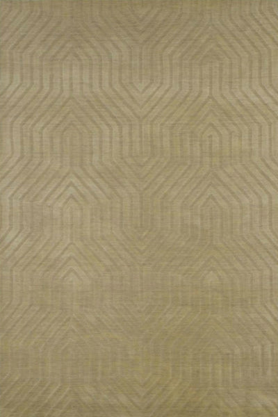 BEIGE GEOMETRIC HAND KNOTTED CARPET