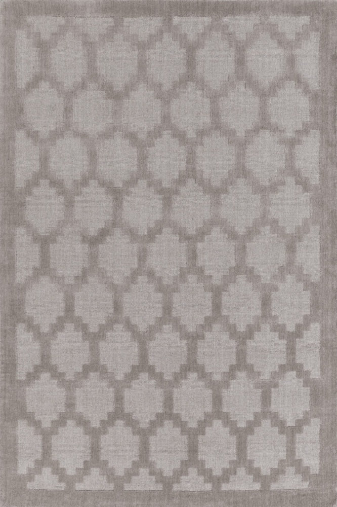 GREY GEOMETRIC HAND KNOTTED CARPET