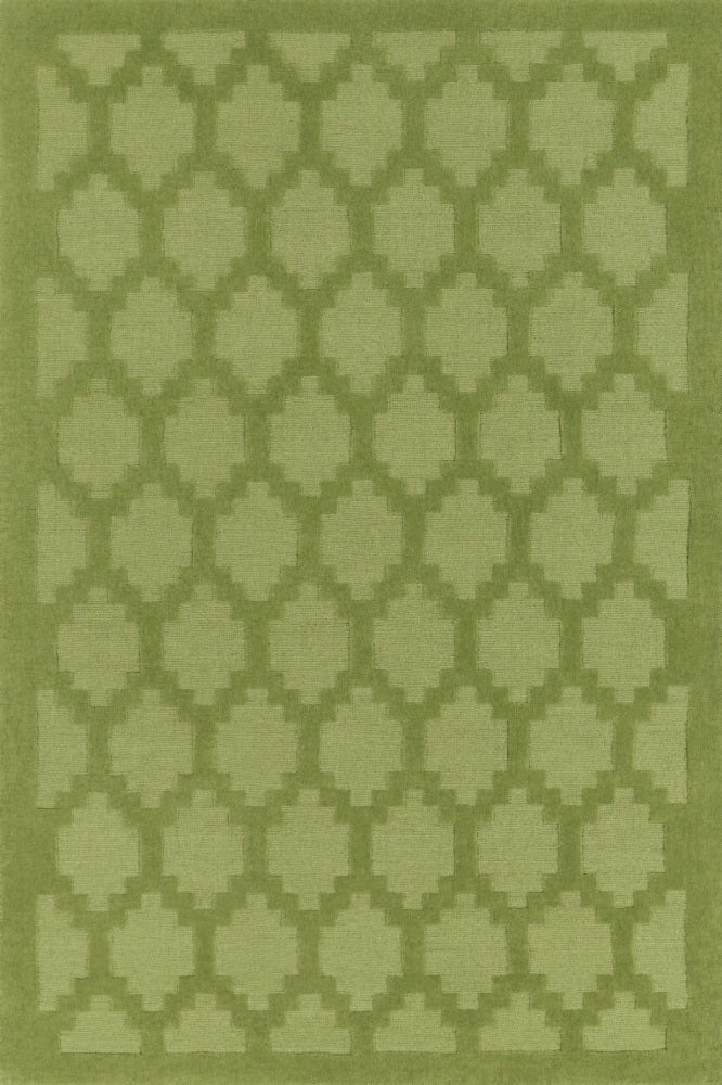 GREEN GEOMETRIC HAND KNOTTED CARPET