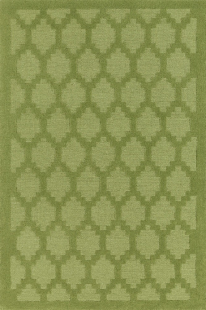 GREEN GEOMETRIC HAND KNOTTED CARPET