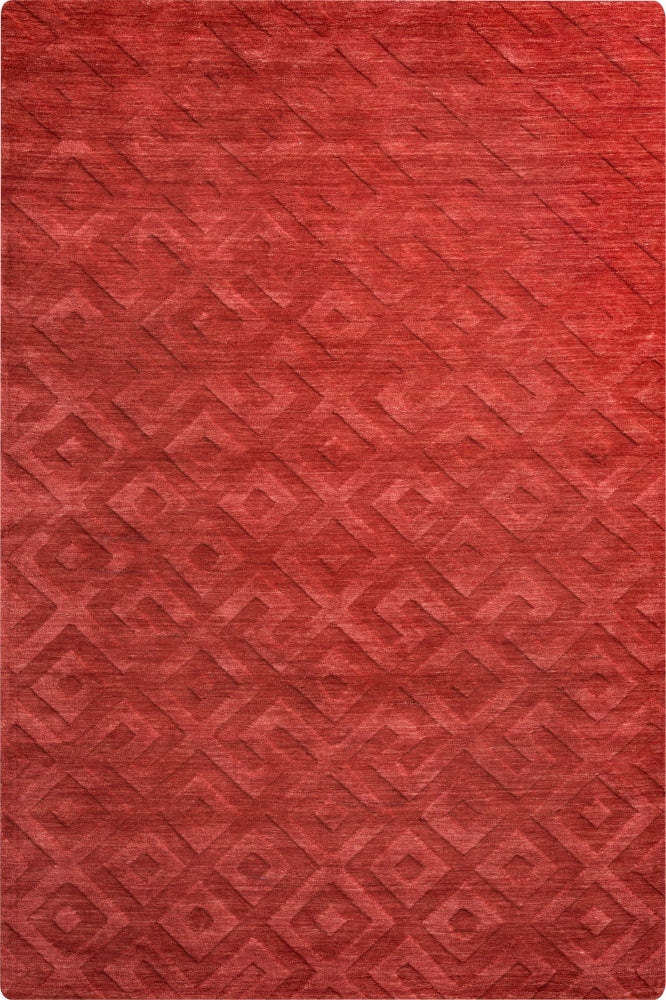 RED GEOMETRIC HAND KNOTTED CARPET