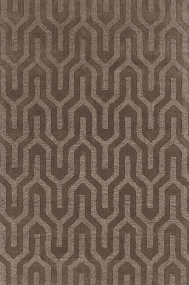 BROWN GEOMETRIC HAND KNOTTED CARPET