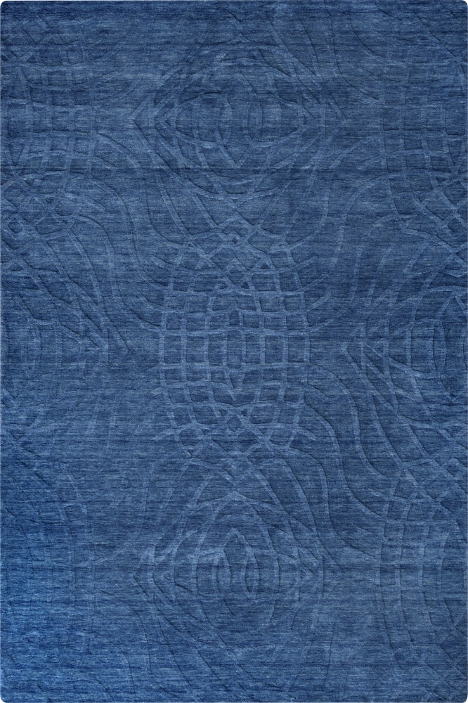 BLUE SOLID HAND KNOTTED CARPET