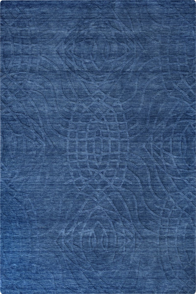 BLUE SOLID HAND KNOTTED CARPET
