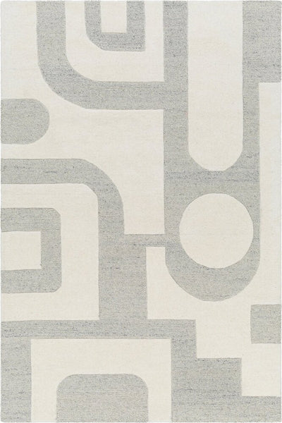 GREY IVORY GEOMETRIC HAND TUFTED RUG