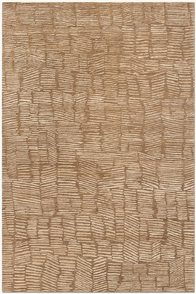 BEIGE GEOMETRIC HAND KNOTTED RUG