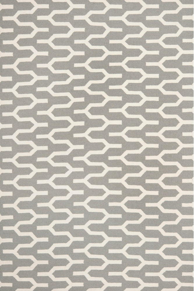 GREY HERRINGBONE HAND WOVEN DHURRIE by Imperial Knots - Image 1