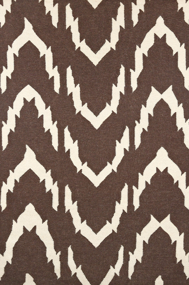 BROWN ZIG ZAG HAND WOVEN DHURRIE by Imperial Knots - Image 1