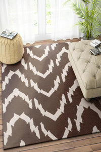 BROWN ZIG ZAG HAND WOVEN DHURRIE by Imperial Knots - Image 2