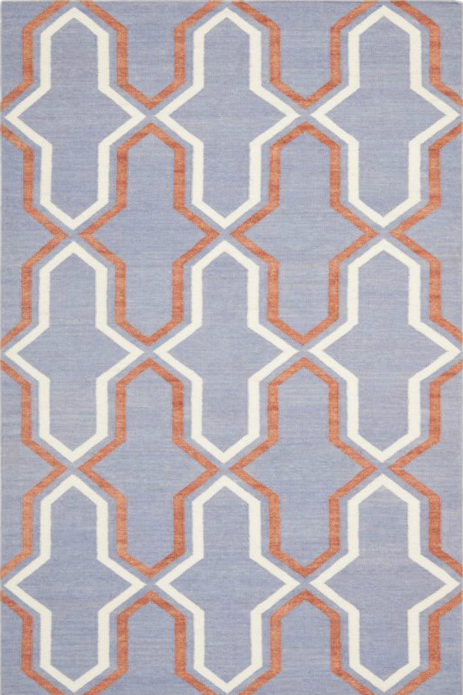 BLUE TRELLIS HAND WOVEN DHURRIE