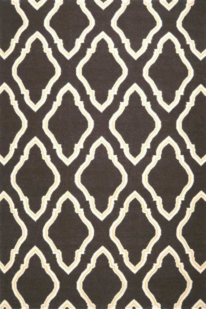 BROWN IVORY MOROCCAN HAND WOVEN DHURRIE