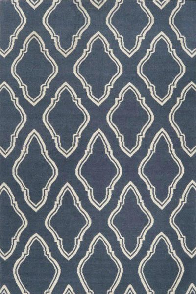 BLUE AND WHITE MOROCCAN HAND WOVEN DHURRIE