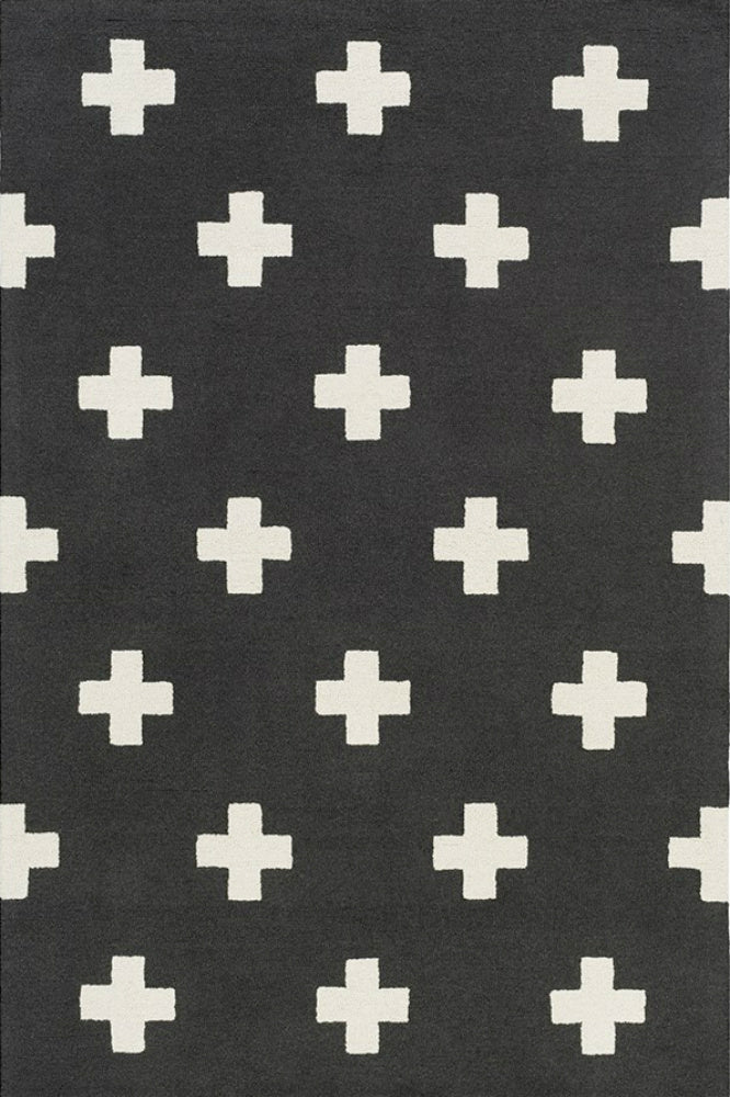 BLACK AND WHITE CROSS HAND WOVEN DHURRIE