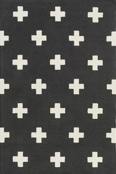 BLACK AND WHITE CROSS HAND WOVEN DHURRIE