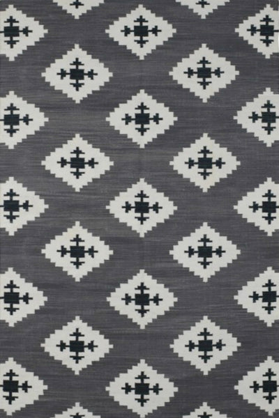 GREY AZTEC HAND WOVEN KILIM DHURRIE