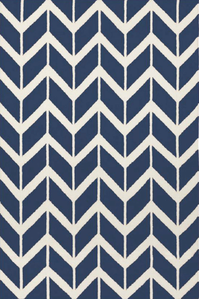 BLUE ZIG ZAG HAND WOVEN DHURRIE