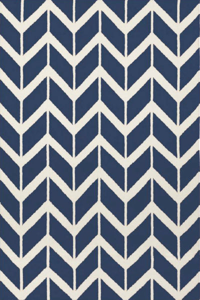 BLUE ZIG ZAG HAND WOVEN DHURRIE