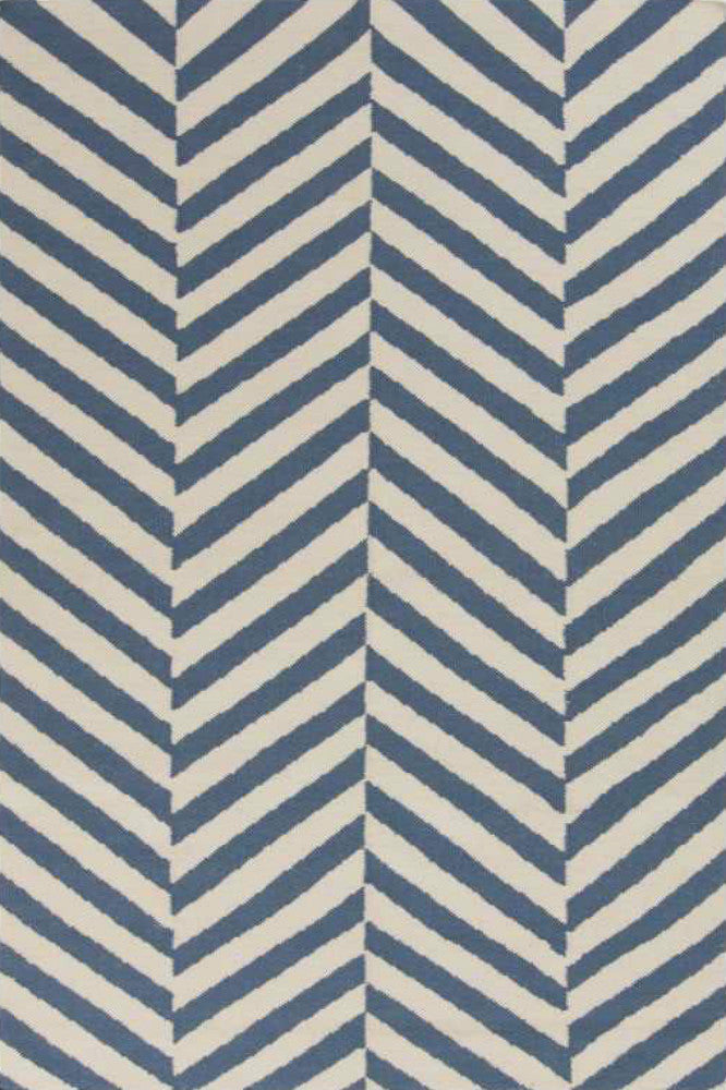 BLUE ZIG ZAG HAND WOVEN DHURRIE