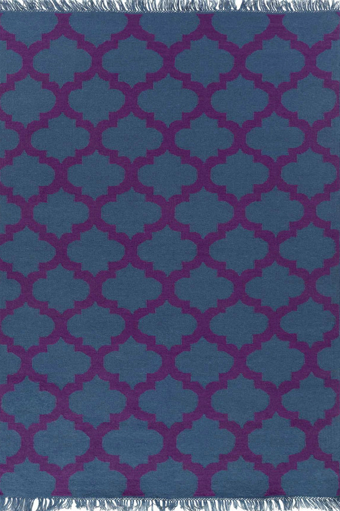 BLUE MOROCCAN HAND WOVEN DHURRIE