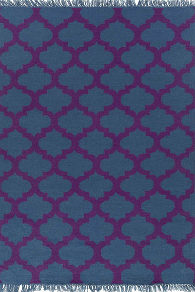 BLUE MOROCCAN HAND WOVEN DHURRIE