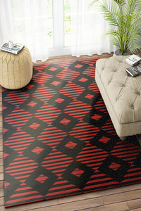 RED DIAMOND HAND WOVEN DHURRIE by Imperial Knots - Image 2