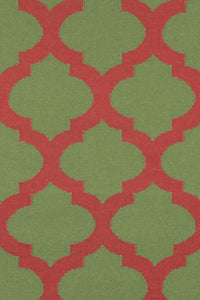 GREEN AND RED MOROCCAN HAND WOVEN DHURRIE by Imperial Knots - Image 3