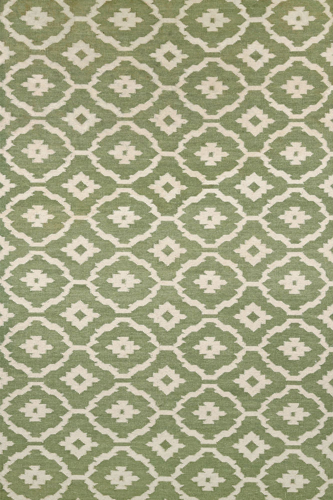 GREEN MOROCCAN HAND WOVEN DHURRIE
