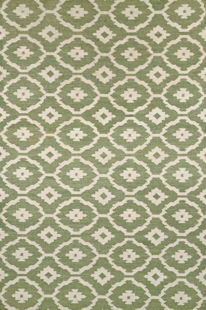 GREEN MOROCCAN HAND WOVEN DHURRIE