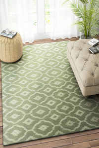 GREEN MOROCCAN HAND WOVEN DHURRIE by Imperial Knots - Image 2