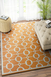 ORANGE LINKS HAND WOVEN DHURRIE by Imperial Knots - Image 2