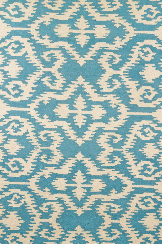 BLUE IKAT HAND WOVEN DHURRIE by Imperial Knots - Image 1