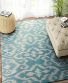 BLUE IKAT HAND WOVEN DHURRIE by Imperial Knots - Image 2