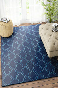 BLUE TRELLIS HAND WOVEN DHURRIE by Imperial Knots - Image 2